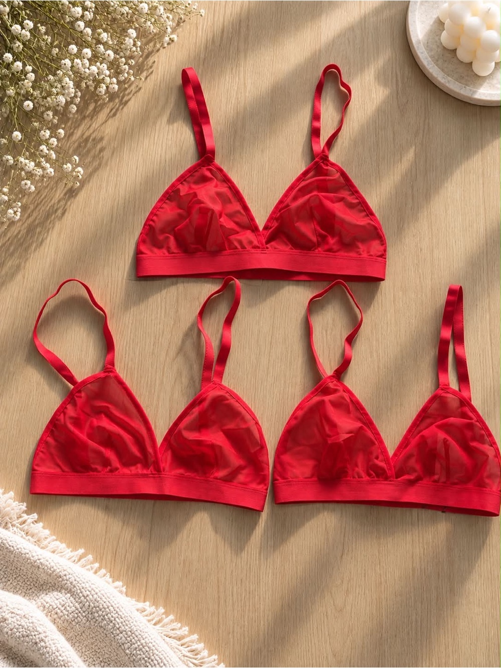Women's Red Triangle Bralette - Soft Stretch Intimates